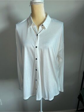 NEW Eileen Fisher Tencel Lyocell  White Button-Front Shirt Sz S